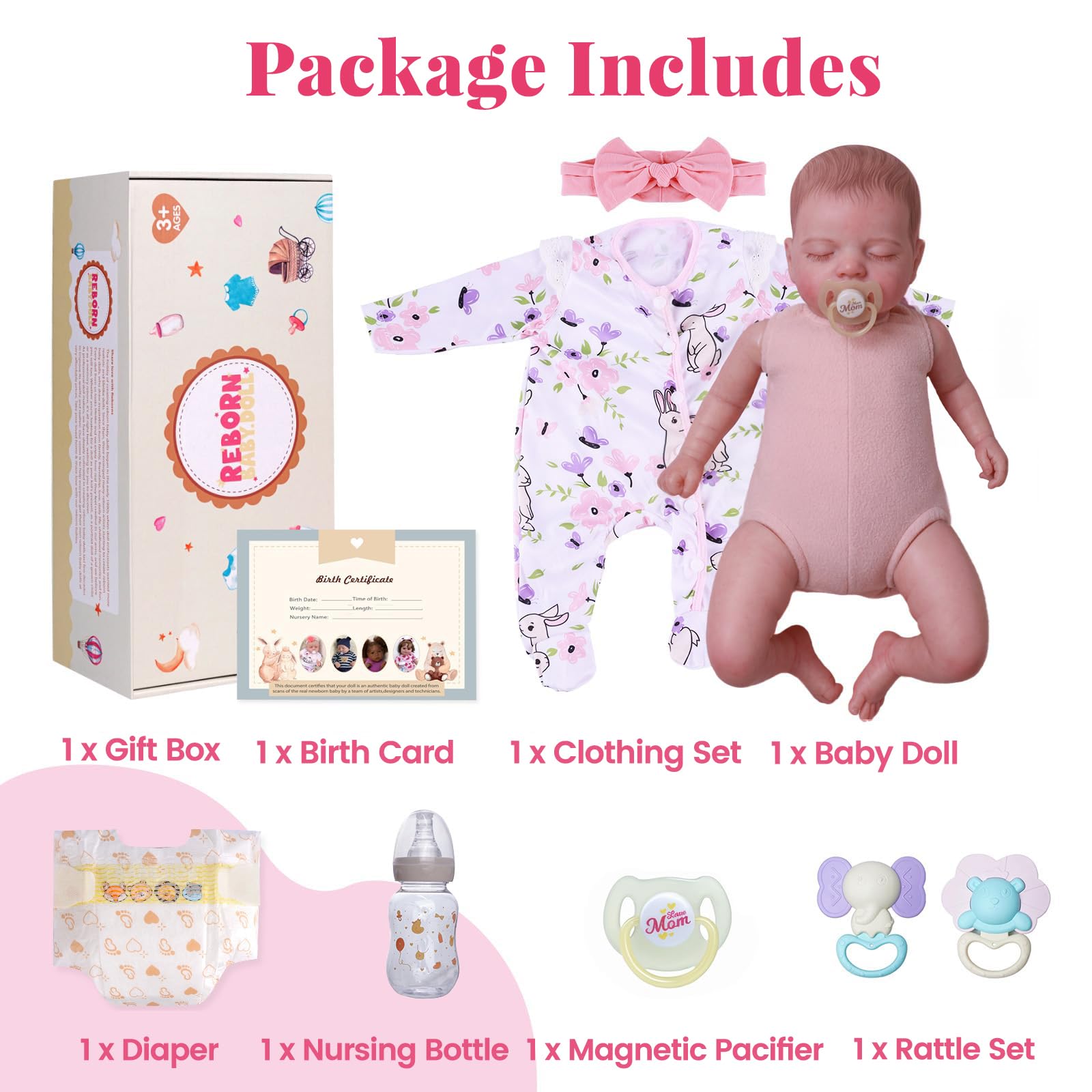 BABESIDE 20 Inch Reborn Baby Dolls Girl, Realistic Newborn Baby Doll with Poseable Body, Lifelike Baby Doll with Accessories for Girls Ages 3+, Pretend Play & Collection Gift