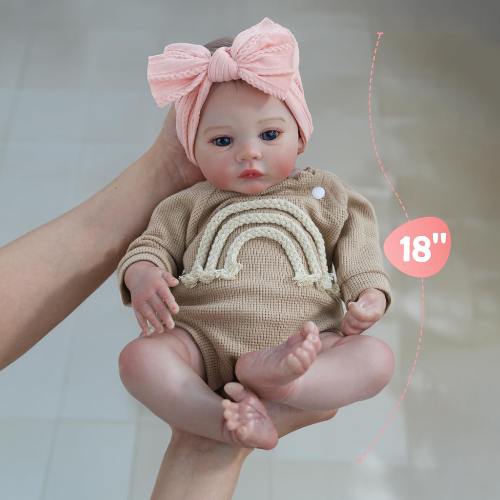 WOOROY Realistic Reborn Baby Dolls - 18 Inch Lifelike Newborn Baby Girl, Real Life Baby Dolls with Soft Weighted Body, Real Baby Reborn Gift Set for Kids Age 3