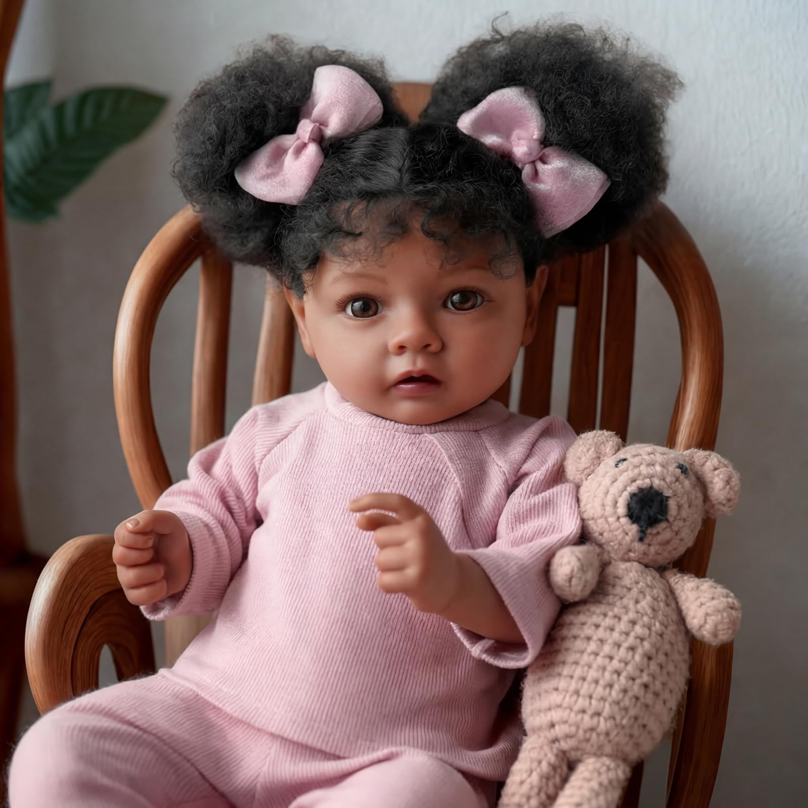 Lifelike Reborn Baby Dolls Black Girl- 20 Inch Soft Body Realistic-Newborn Handmade Real Life Baby Dolls with Clothes and Toy Gift for Kids Age 3+