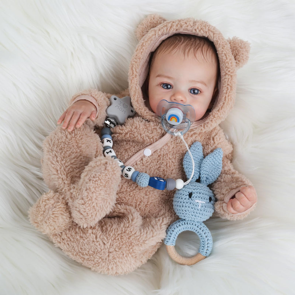 KSBD Reborn Baby Dolls - 18 Inch Realistic Baby Doll Lifelike Full Baby Boy Real Life Baby Doll with Soft Vinyl Body can Swimming with Accessories Gifts for Kids 3+