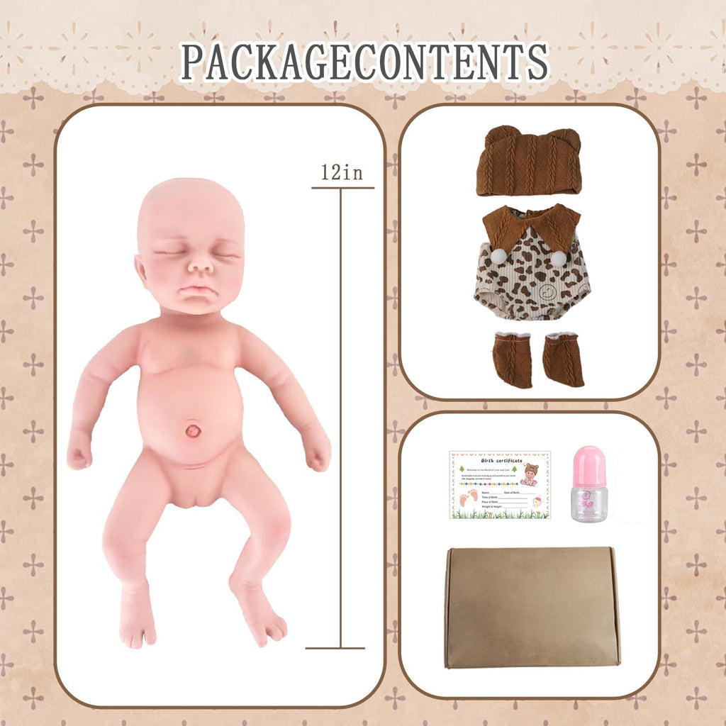 SOFTMARY Lifelike Reborn Baby Dolls - 12-inch Full Silicone Newborn, Real Life Baby Dolls with Realistic Veins & Sleeping Pose - Real Baby Reborn Gift Set for Kids Age 3+