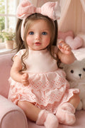 Lifelike Reborn Baby Dolls Dara - 20 Inch Realistic-Newborn Baby Doll Brown Hair Girl Handmade Real Life Baby Dolls with Clothes and Toy Accessories Gift for Kids Age 3+
