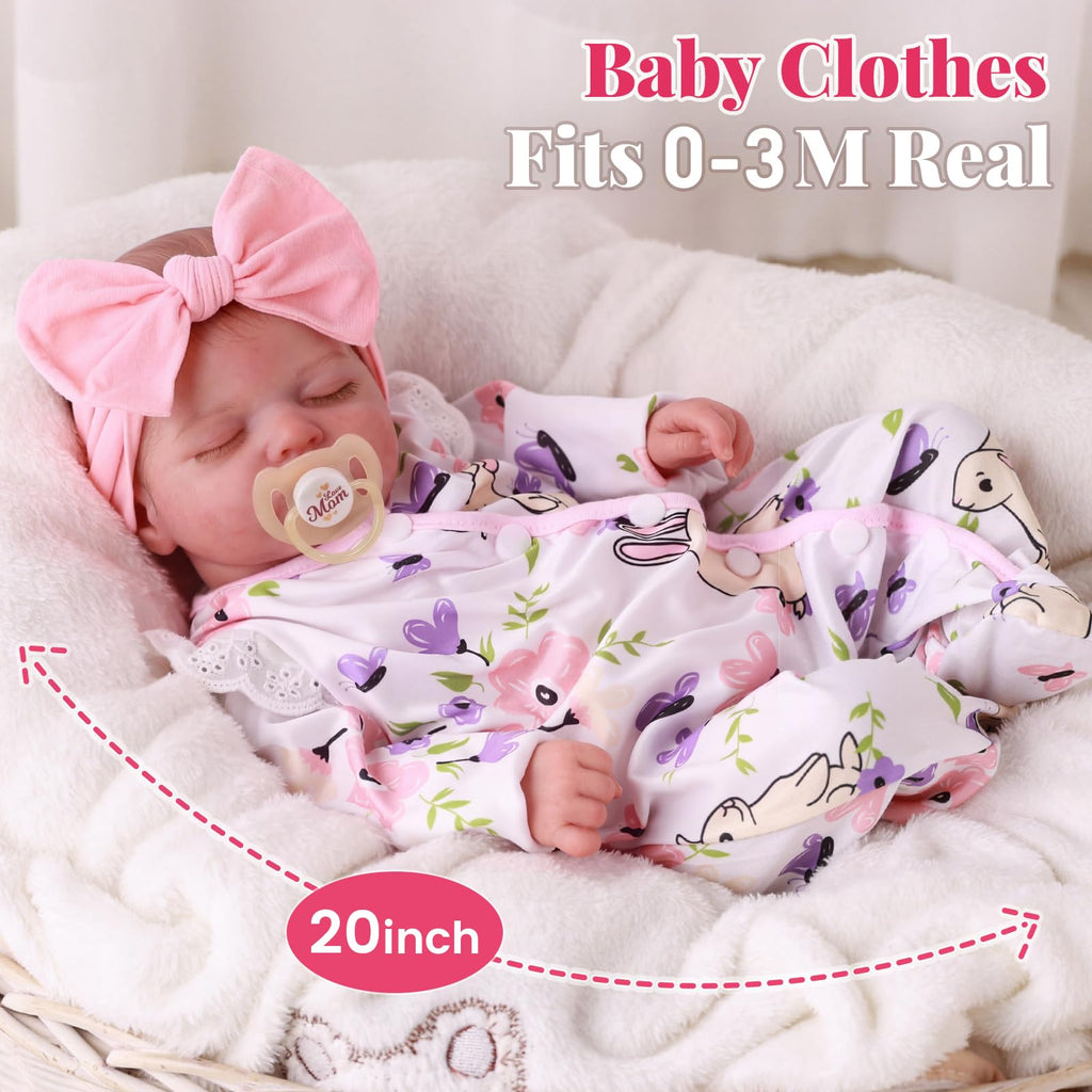 BABESIDE 20 Inch Reborn Baby Dolls Girl, Realistic Newborn Baby Doll with Poseable Body, Lifelike Baby Doll with Accessories for Girls Ages 3+, Pretend Play & Collection Gift