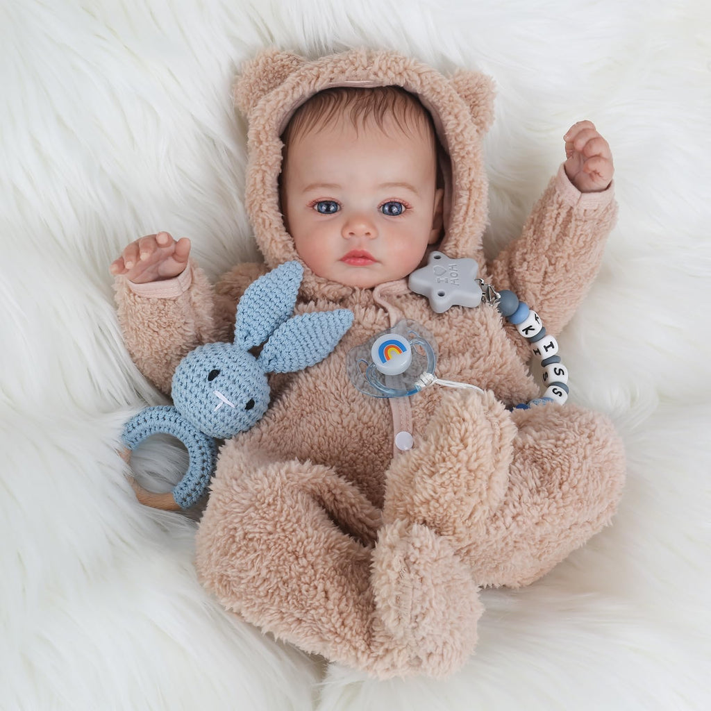 KSBD Reborn Baby Dolls - 18 Inch Realistic Baby Doll Lifelike Full Baby Boy Real Life Baby Doll with Soft Vinyl Body can Swimming with Accessories Gifts for Kids 3+