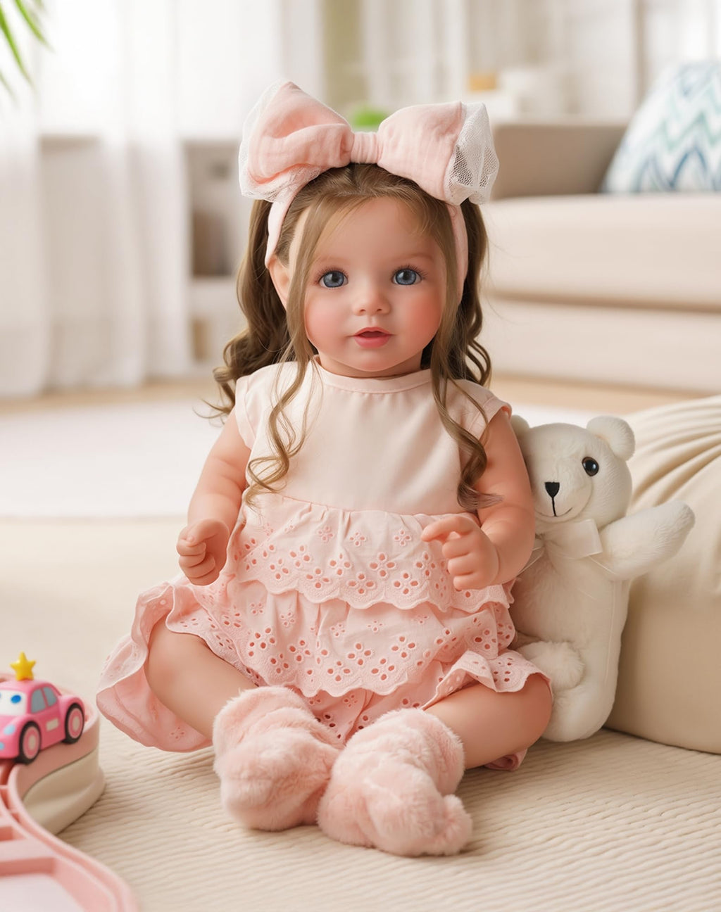Lifelike Reborn Baby Dolls Dara - 20 Inch Realistic-Newborn Baby Doll Brown Hair Girl Handmade Real Life Baby Dolls with Clothes and Toy Accessories Gift for Kids Age 3+