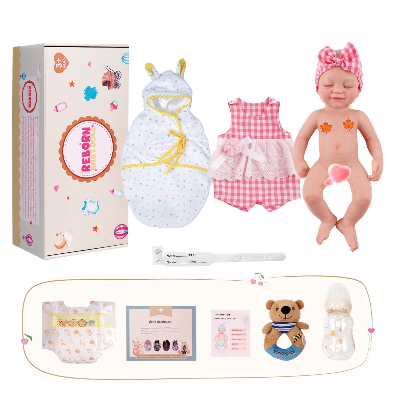 BABESIDE Silicone Baby Doll - 16" Sleeping Reborn Baby Dolls Silicone Full Body, Anatomically Correct Newborn Real Life Baby Doll with Feeding Kit & Gift Box for Kids Age 3+