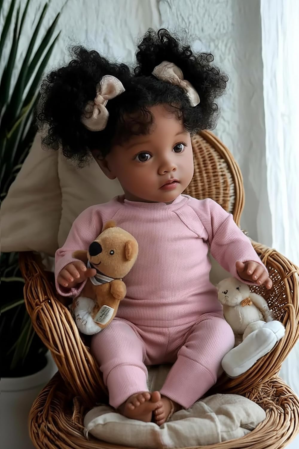 Lifelike Reborn Baby Dolls Black Girl- 20 Inch Soft Body Realistic-Newborn Handmade Real Life Baby Dolls with Clothes and Toy Gift for Kids Age 3+