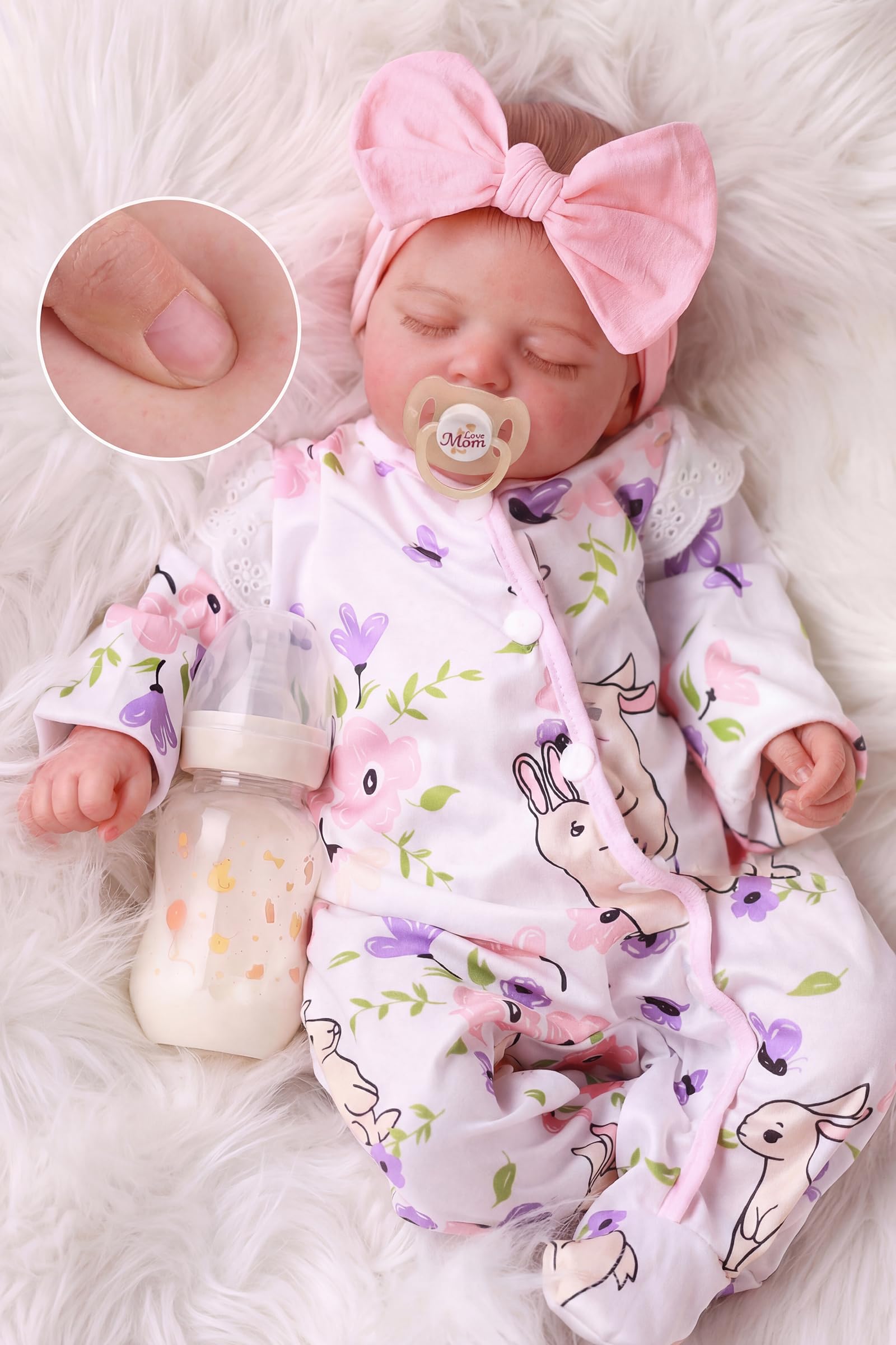 BABESIDE 20 Inch Reborn Baby Dolls Girl, Realistic Newborn Baby Doll with Poseable Body, Lifelike Baby Doll with Accessories for Girls Ages 3+, Pretend Play & Collection Gift