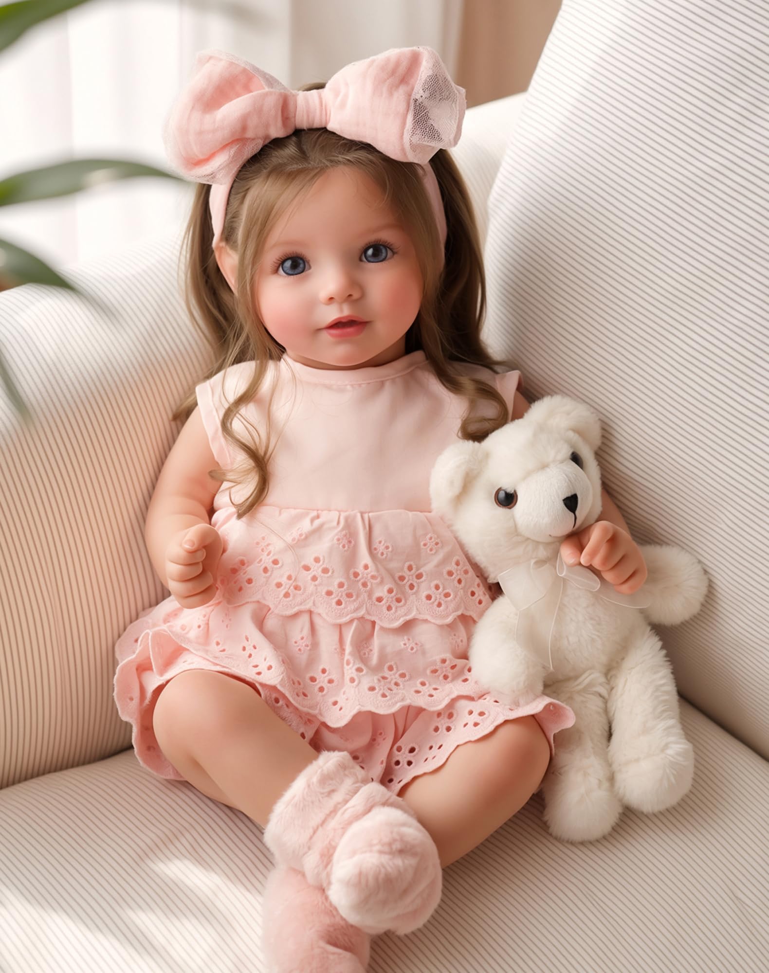 Lifelike Reborn Baby Dolls Dara - 20 Inch Realistic-Newborn Baby Doll Brown Hair Girl Handmade Real Life Baby Dolls with Clothes and Toy Accessories Gift for Kids Age 3+